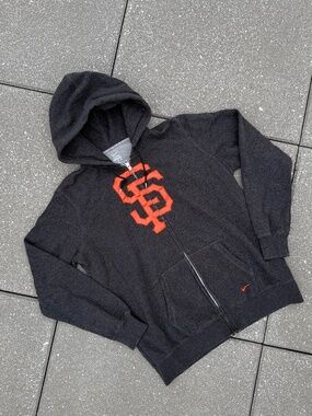 Nike San Francisco Giants Zip Up Hoodie Grey Orange MLB Baseball Jacket